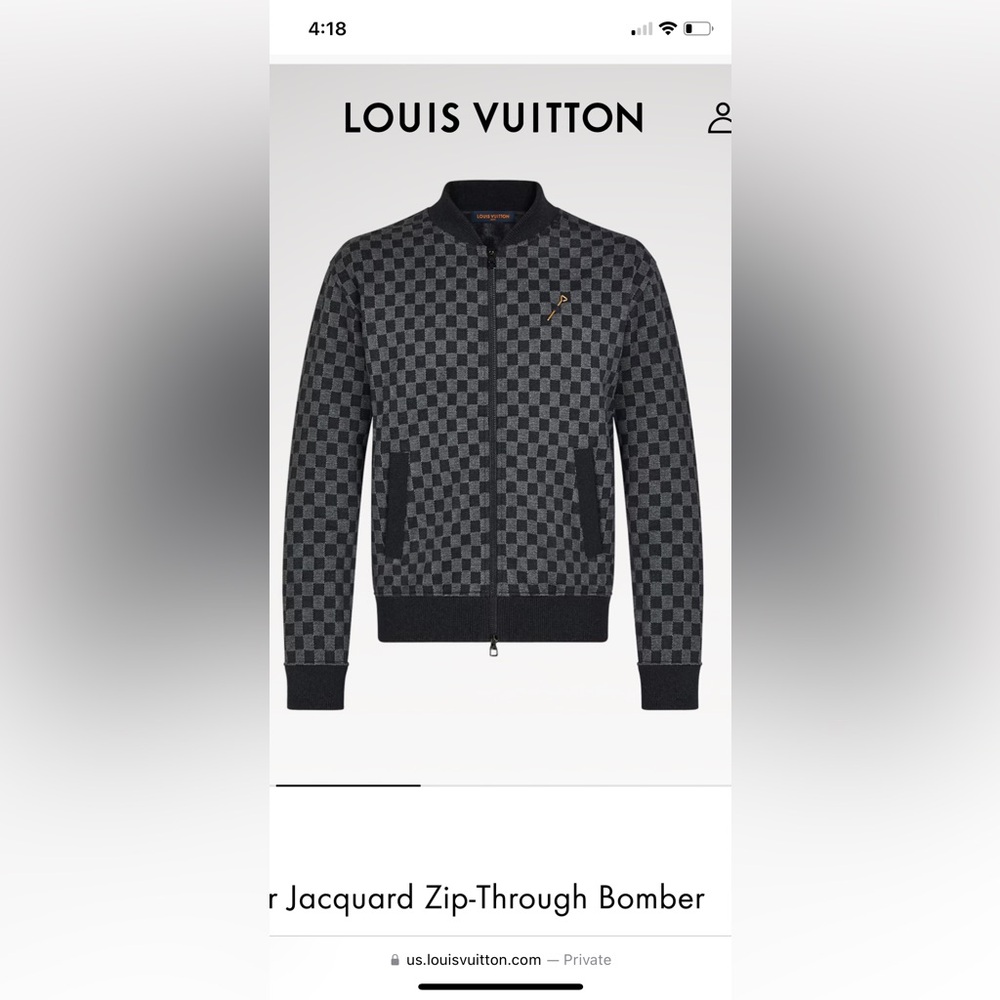 NWT  men's, Louis Vuitton checkered zip up cardigan